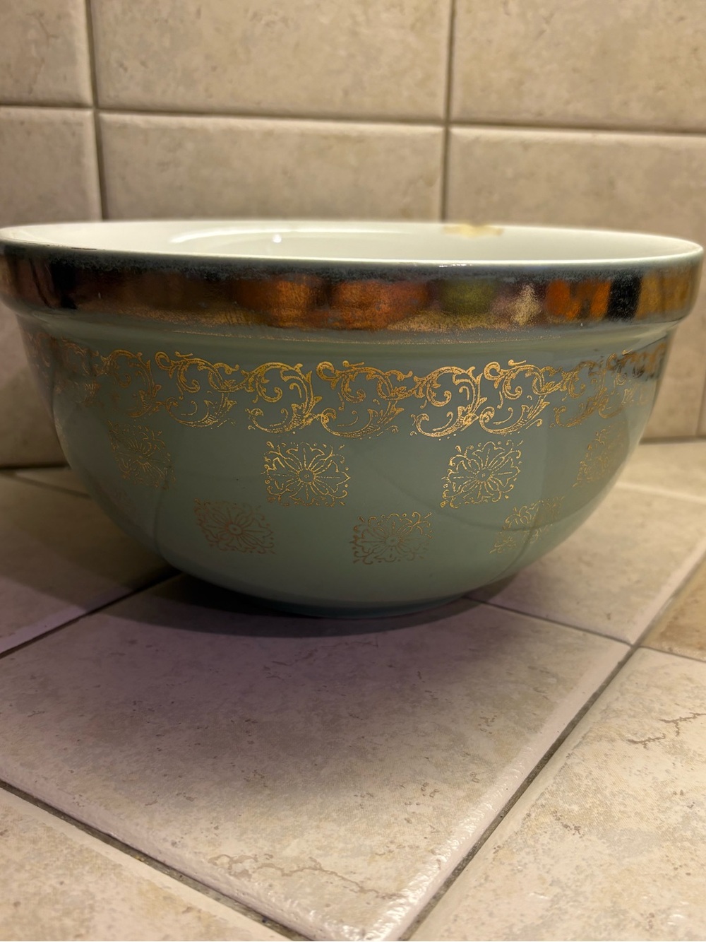 Antique Hall China - GOLD LABEL KITCHENWARE MEDALLION -THICK RIM - MIXING BOWL